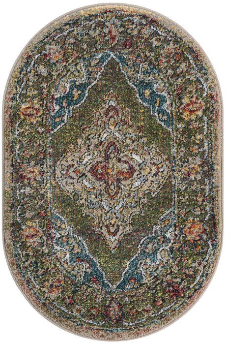 Green 2' x 3' 1 Isabella Oval Area Rug Polypropylene & Polyester Traditional Elegant Carpet for Living Rooms, Dining, Office, Dorms for Sale at Rug Engine