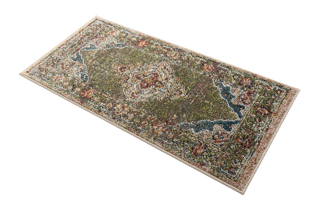 Green 2' x 4' 1 Isabella Runner Area Rug Polypropylene & Polyester Traditional Elegant Carpet for Living Rooms, Dining, Office, Dorms for Sale at Rug Engine