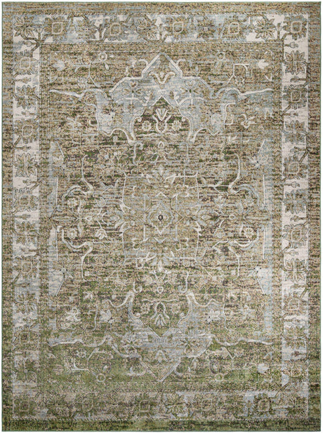 Green 10' x 13' 1 Isabella Rectangle Area Rug Polypropylene & Polyester Traditional Elegant Carpet for Living Rooms, Dining, Office, Dorms for Sale at Rug Engine