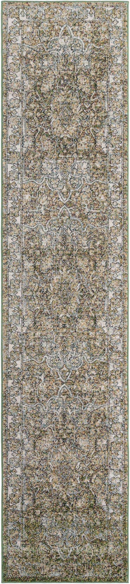 Green 2' 7 x 12' Isabella Runner Area Rug Polypropylene & Polyester Traditional Elegant Carpet for Living Rooms, Dining, Office, Dorms for Sale at Rug Engine