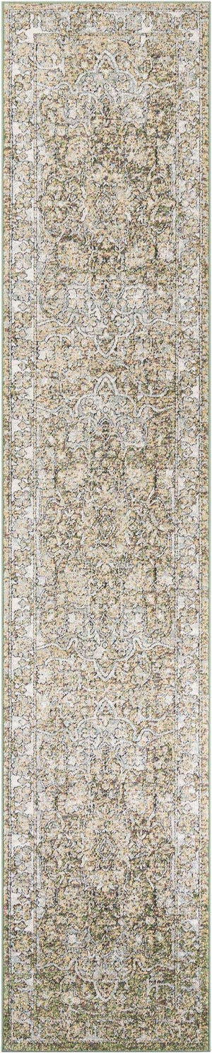 Green 2' 7 x 13' 1 Isabella Runner Area Rug Polypropylene & Polyester Traditional Elegant Carpet for Living Rooms, Dining, Office, Dorms for Sale at Rug Engine