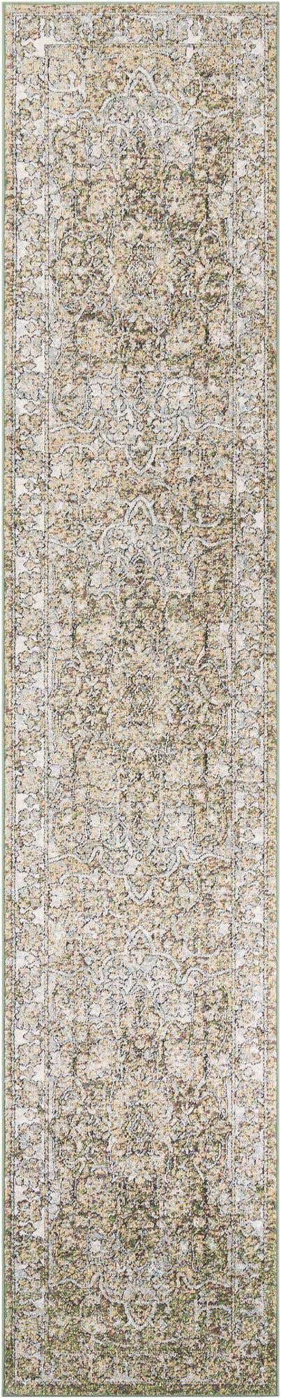 Green 2' 7 x 13' 1 Isabella Runner Area Rug Polypropylene & Polyester Traditional Elegant Carpet for Living Rooms, Dining, Office, Dorms for Sale at Rug Engine