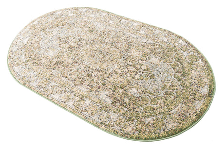 Green 3' 3 x 5' 3 Isabella Oval Area Rug Polypropylene & Polyester Traditional Elegant Carpet for Living Rooms, Dining, Office, Dorms for Sale at Rug Engine
