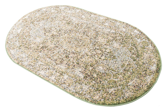 Green 3' 3 x 5' 3 Isabella Oval Area Rug Polypropylene & Polyester Traditional Elegant Carpet for Living Rooms, Dining, Office, Dorms for Sale at Rug Engine