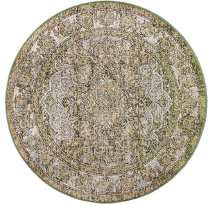 Green 4' 1 x 4' 1 Isabella Round Area Rug Polypropylene & Polyester Traditional Elegant Carpet for Living Rooms, Dining, Office, Dorms for Sale at Rug Engine