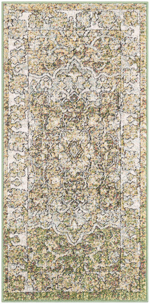 Green 2' x 4' 1 Isabella Runner Area Rug Polypropylene & Polyester Traditional Elegant Carpet for Living Rooms, Dining, Office, Dorms for Sale at Rug Engine