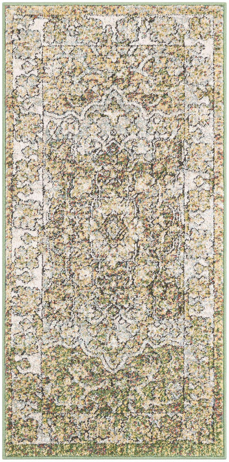 Green 2' x 4' 1 Isabella Runner Area Rug Polypropylene & Polyester Traditional Elegant Carpet for Living Rooms, Dining, Office, Dorms for Sale at Rug Engine