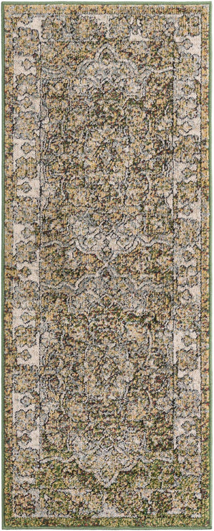 Green 2' x 5' 1 Isabella Runner Area Rug Polypropylene & Polyester Traditional Elegant Carpet for Living Rooms, Dining, Office, Dorms for Sale at Rug Engine