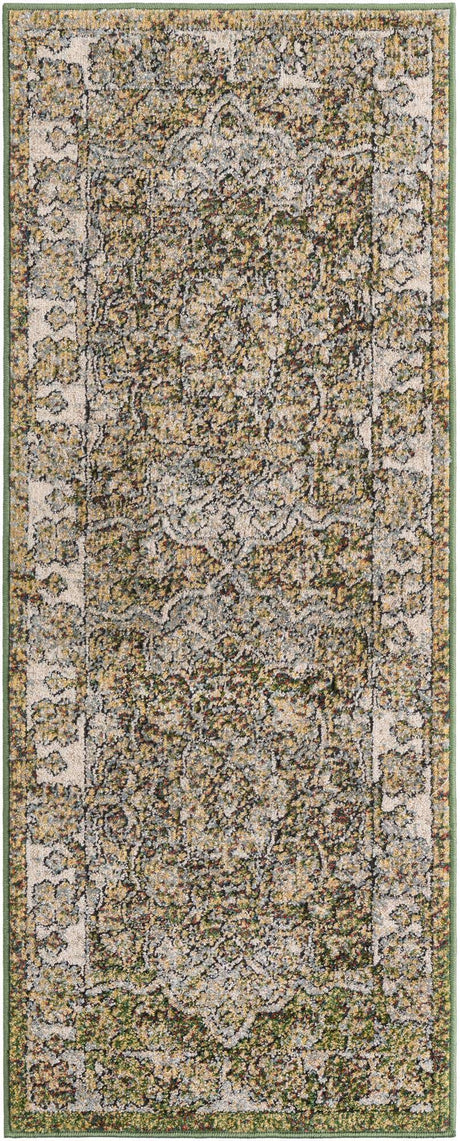 Green 2' x 5' 1 Isabella Runner Area Rug Polypropylene & Polyester Traditional Elegant Carpet for Living Rooms, Dining, Office, Dorms for Sale at Rug Engine