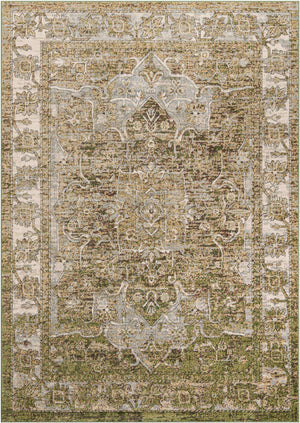 Green 7' 10 x 11' Isabella Rectangle Area Rug Polypropylene & Polyester Traditional Elegant Carpet for Living Rooms, Dining, Office, Dorms for Sale at Rug Engine