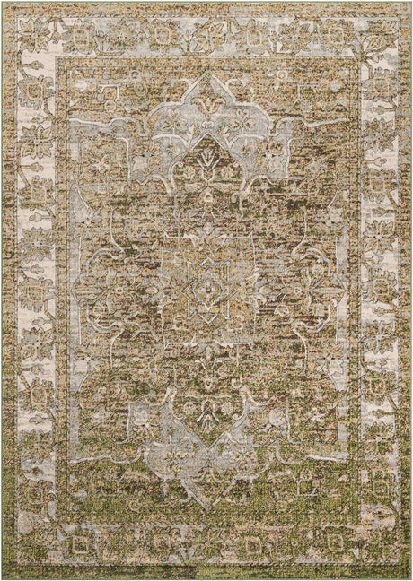 Green 7' 10 x 11' Isabella Rectangle Area Rug Polypropylene & Polyester Traditional Elegant Carpet for Living Rooms, Dining, Office, Dorms for Sale at Rug Engine