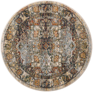 Ivory 4' 1 x 4' 1 Isabella Round Area Rug Polypropylene & Polyester Traditional Elegant Carpet for Living Rooms, Dining, Office, Dorms for Sale at Rug Engine