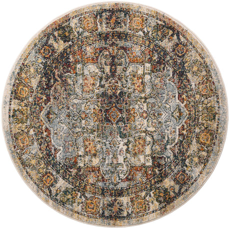 Ivory 4' 1 x 4' 1 Isabella Round Area Rug Polypropylene & Polyester Traditional Elegant Carpet for Living Rooms, Dining, Office, Dorms for Sale at Rug Engine