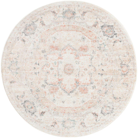 Ivory 4' 1 x 4' 1 Madeline Vintage Round Area Rug 100% Polypropylene Distressed Traditional Carpet for Classic Interior Home Design for Sale at Rug Engine
