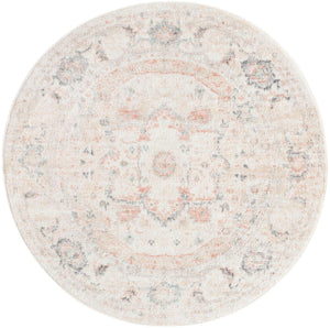 Ivory 6' 1 x 6' 1 Madeline Vintage Round Area Rug 100% Polypropylene Distressed Traditional Carpet for Classic Interior Home Design for Sale at Rug Engine