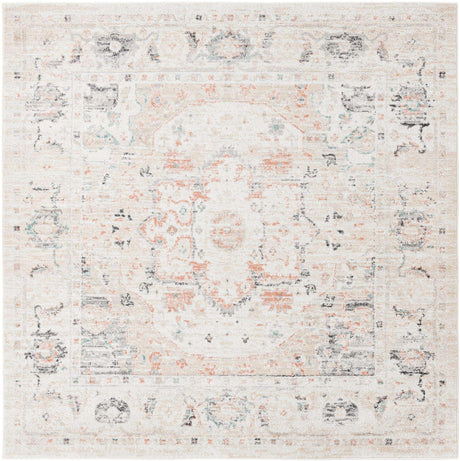 Ivory 6' 1 x 6' 1 Madeline Vintage Square Area Rug 100% Polypropylene Distressed Traditional Carpet for Classic Interior Home Design for Sale at Rug Engine