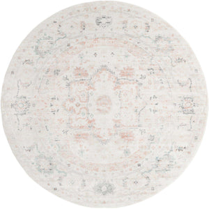 Ivory 7' 1 x 7' 1 Madeline Vintage Round Area Rug 100% Polypropylene Distressed Traditional Carpet for Classic Interior Home Design for Sale at Rug Engine