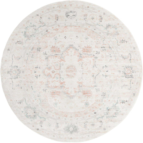 Ivory 7' 1 x 7' 1 Madeline Vintage Round Area Rug 100% Polypropylene Distressed Traditional Carpet for Classic Interior Home Design for Sale at Rug Engine