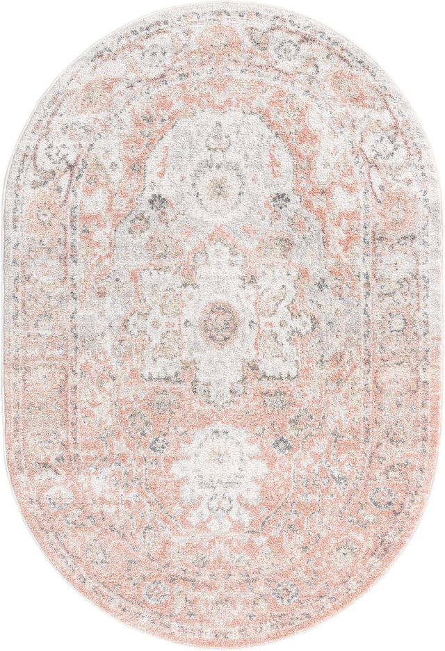 Rose Pink 2' x 3' 1 Madeline Vintage Oval Area Rug 100% Polypropylene Distressed Traditional Carpet for Classic Interior Home Design for Sale at Rug Engine