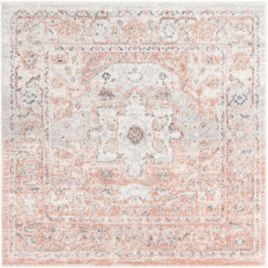 Rose Pink 3' 3 x 3' 3 Madeline Vintage Square Area Rug 100% Polypropylene Distressed Traditional Carpet for Classic Interior Home Design for Sale at Rug Engine
