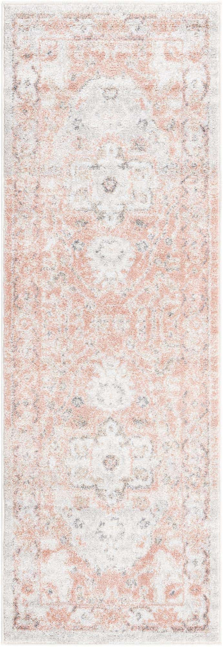 Rose Pink 2' x 4' 1 Madeline Vintage Runner Area Rug 100% Polypropylene Distressed Traditional Carpet for Classic Interior Home Design for Sale at Rug Engine