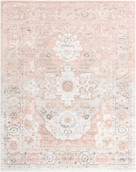 Rose Pink 7' 10 x 11' Madeline Vintage Rectangle Area Rug 100% Polypropylene Distressed Traditional Carpet for Classic Interior Home Design for Sale at Rug Engine