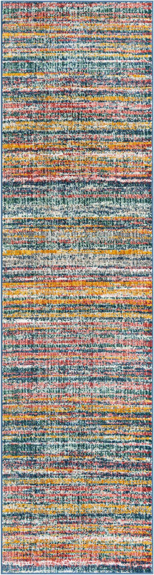 Multicolor 2' 7 x 10' Gemstone Runner Area Rug Polypropylene Contemporary Carpet Easy Clean Stain Resistant for Home Design Decorating for Sale at Rug Engine