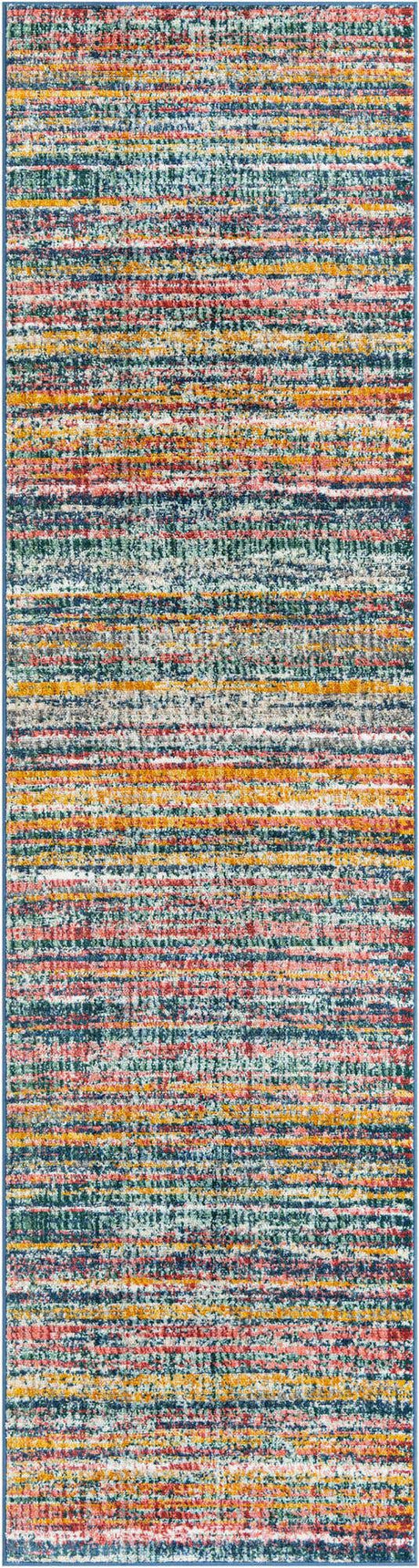Multicolor 2' 7 x 10' Gemstone Runner Area Rug Polypropylene Contemporary Carpet Easy Clean Stain Resistant for Home Design Decorating for Sale at Rug Engine