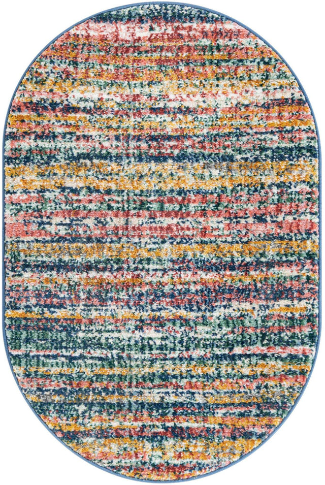 Multicolor 2' 2 x 3' 1 Gemstone Oval Area Rug Polypropylene Contemporary Carpet Easy Clean Stain Resistant for Home Design Decorating for Sale at Rug Engine