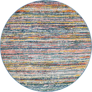 Multicolor 4' 1 x 4' 1 Gemstone Round Area Rug Polypropylene Contemporary Carpet Easy Clean Stain Resistant for Home Design Decorating for Sale at Rug Engine