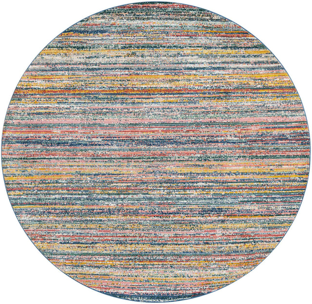 Multicolor 7' 10 x 7' 10 Gemstone Round Area Rug Polypropylene Contemporary Carpet Easy Clean Stain Resistant for Home Design Decorating for Sale at Rug Engine