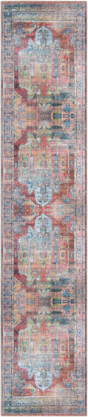 Washable Multicolor 2' 7 x 12' Maahru Runner Area Rug Easy to Clean Stain Resistant & Durable Polyester Chenille Carpet for Living, Dining, Bedrooms, Kitchen for Sale at Rug Engine