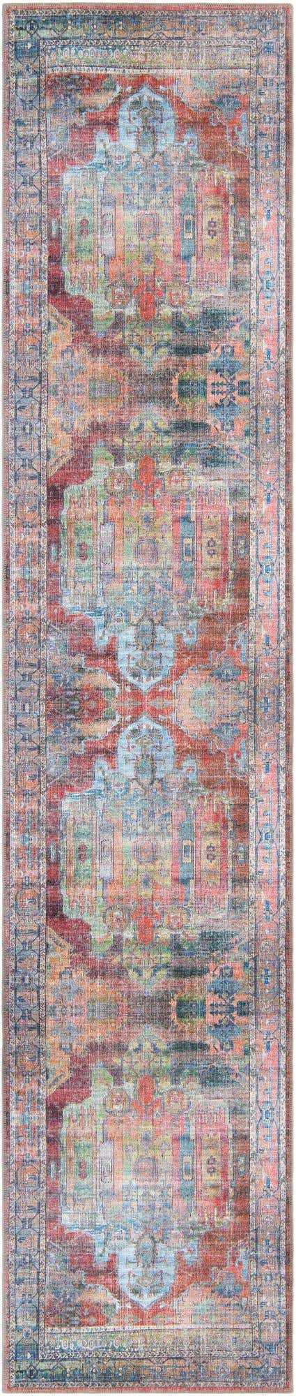 Washable Multicolor 2' 7 x 12' Maahru Runner Area Rug Easy to Clean Stain Resistant & Durable Polyester Chenille Carpet for Living, Dining, Bedrooms, Kitchen for Sale at Rug Engine