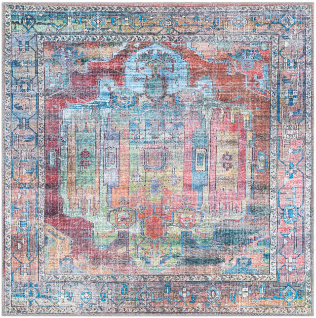 Washable Multicolor 4' 1 x 4' 1 Maahru Square Area Rug Easy to Clean Stain Resistant & Durable Polyester Chenille Carpet for Living, Dining, Bedrooms, Kitchen for Sale at Rug Engine