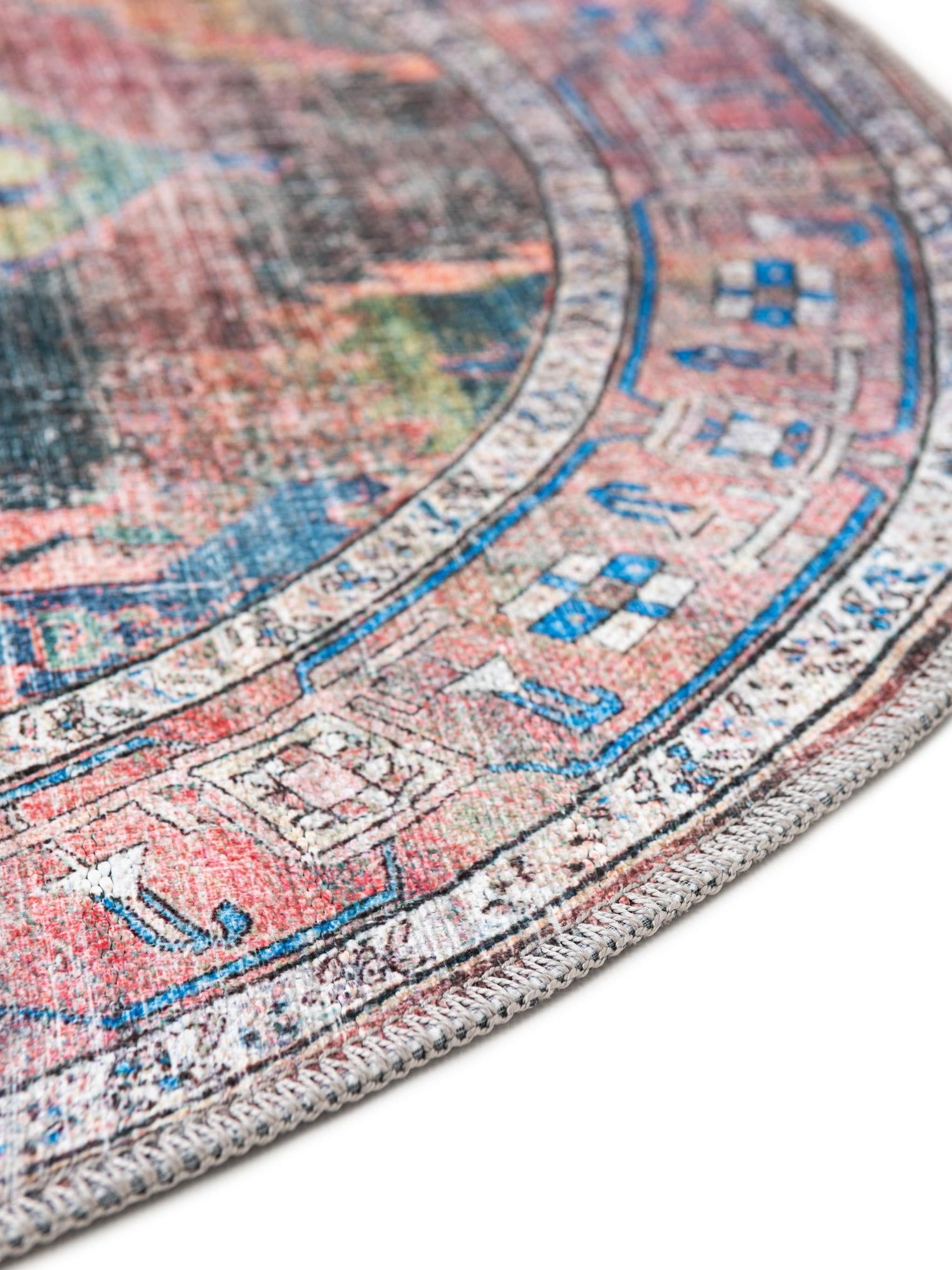 Washable Multicolor 10' 6 x 10' 6 Maahru Round Area Rug Easy to Clean Stain Resistant & Durable Polyester Chenille Carpet for Living, Dining, Bedrooms, Kitchen for Sale at Rug Engine