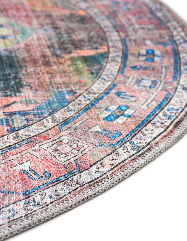 Washable Multicolor 10' 6 x 10' 6 Maahru Round Area Rug Easy to Clean Stain Resistant & Durable Polyester Chenille Carpet for Living, Dining, Bedrooms, Kitchen for Sale at Rug Engine