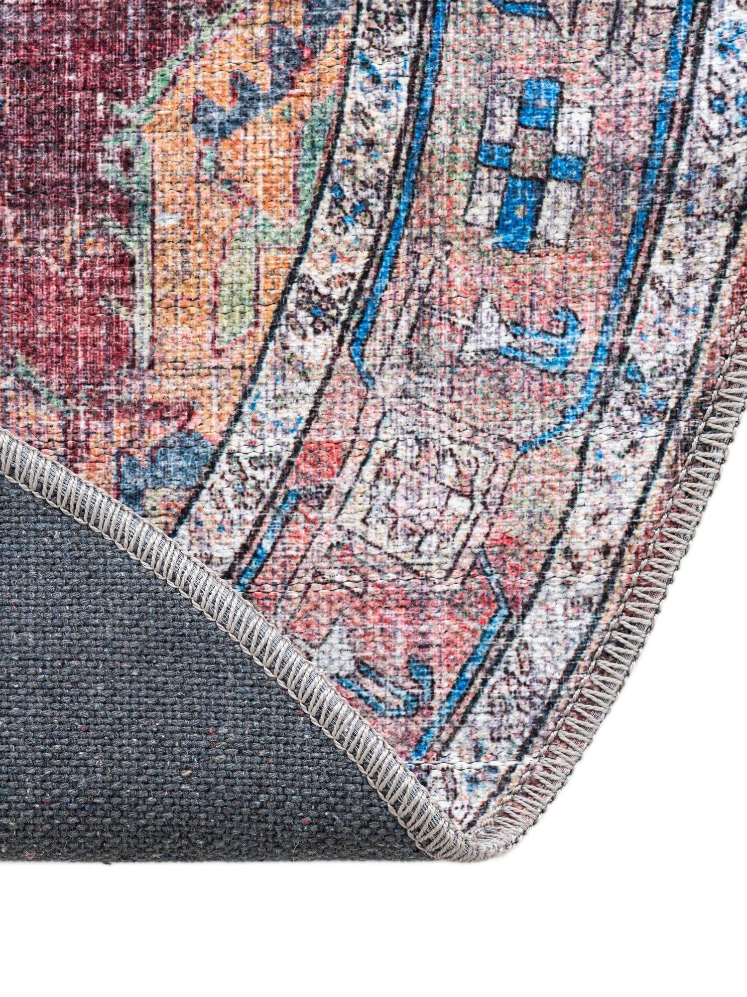 Washable Multicolor 3' 3 x 3' 3 Maahru Round Area Rug Easy to Clean Stain Resistant & Durable Polyester Chenille Carpet for Living, Dining, Bedrooms, Kitchen for Sale at Rug Engine
