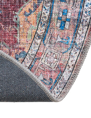 Washable Multicolor 3' 3 x 3' 3 Maahru Round Area Rug Easy to Clean Stain Resistant & Durable Polyester Chenille Carpet for Living, Dining, Bedrooms, Kitchen for Sale at Rug Engine