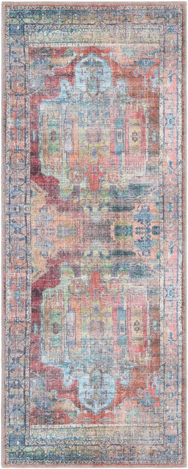Washable Multicolor 2' x 5' 1 Maahru Runner Area Rug Easy to Clean Stain Resistant & Durable Polyester Chenille Carpet for Living, Dining, Bedrooms, Kitchen for Sale at Rug Engine