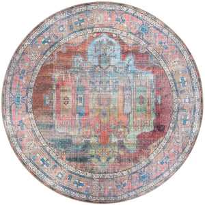 Washable Multicolor 6' 1 x 6' 1 Maahru Round Area Rug Easy to Clean Stain Resistant & Durable Polyester Chenille Carpet for Living, Dining, Bedrooms, Kitchen for Sale at Rug Engine