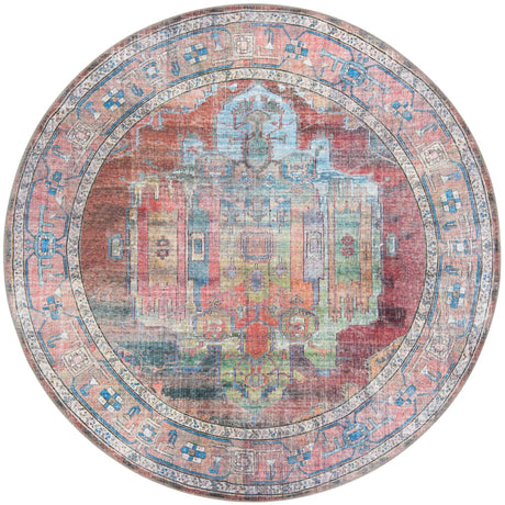 Washable Multicolor 6' 1 x 6' 1 Maahru Round Area Rug Easy to Clean Stain Resistant & Durable Polyester Chenille Carpet for Living, Dining, Bedrooms, Kitchen for Sale at Rug Engine
