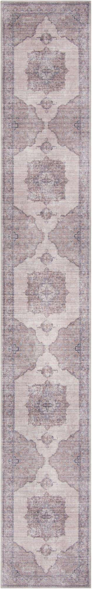 Washable Ivory and Gray 2' 7 x 16' 5 Mangata Runner Area Rug Easy to Clean Stain Resistant & Durable Chenille Traditional Vintage Distressed Carpet for Sale at Rug Engine