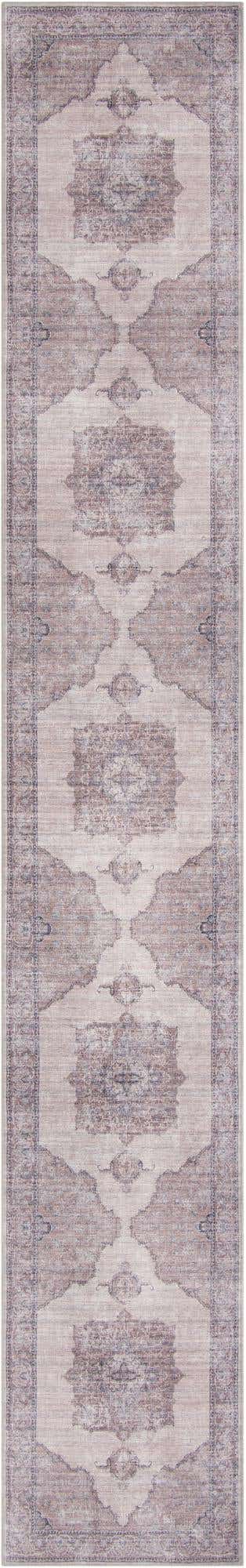 Washable Ivory and Gray 2' 7 x 16' 5 Mangata Runner Area Rug Easy to Clean Stain Resistant & Durable Chenille Traditional Vintage Distressed Carpet for Sale at Rug Engine