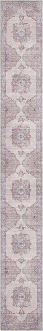 Washable Ivory and Gray 2' 7 x 19' 8 Mangata Runner Area Rug Easy to Clean Stain Resistant & Durable Chenille Traditional Vintage Distressed Carpet for Sale at Rug Engine