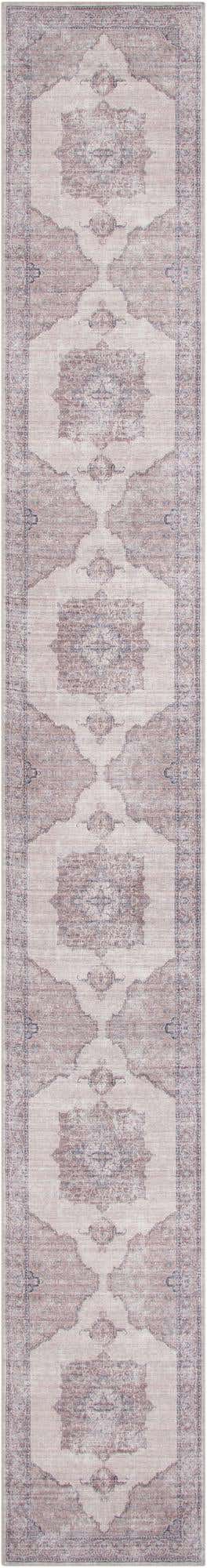 Washable Ivory and Gray 2' 7 x 19' 8 Mangata Runner Area Rug Easy to Clean Stain Resistant & Durable Chenille Traditional Vintage Distressed Carpet for Sale at Rug Engine