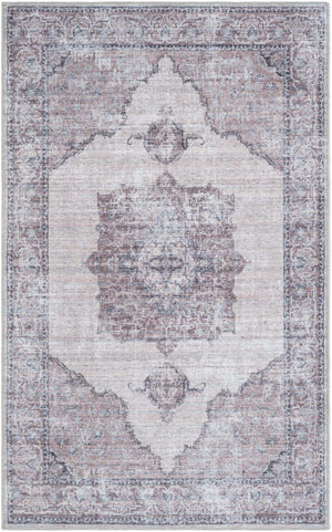 Washable Ivory and Gray 3' 3 x 5' 3 Mangata Washable Rectangle Area Rug Easy to Clean Stain Resistant & Durable Chenille Traditional Vintage Distressed Carpet for Sale at Rug Engine