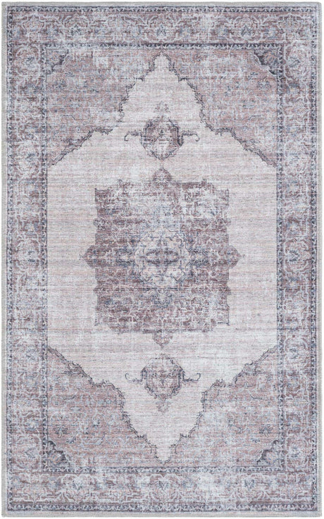 Washable Ivory and Gray 3' 3 x 5' 3 Mangata Washable Rectangle Area Rug Easy to Clean Stain Resistant & Durable Chenille Traditional Vintage Distressed Carpet for Sale at Rug Engine