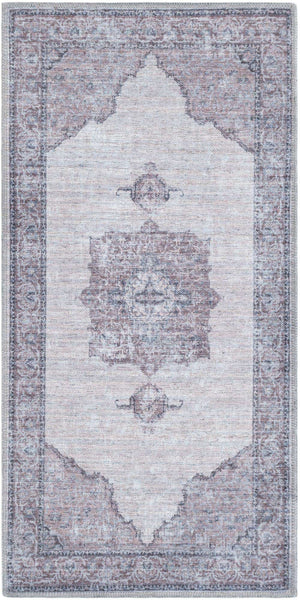 Washable Ivory and Gray 2' x 4' 1 Mangata Runner Area Rug Easy to Clean Stain Resistant & Durable Chenille Traditional Vintage Distressed Carpet for Sale at Rug Engine
