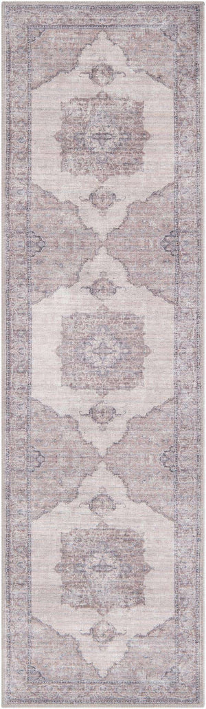 Washable Ivory and Gray 2' x 7' 1 Mangata Runner Area Rug Easy to Clean Stain Resistant & Durable Chenille Traditional Vintage Distressed Carpet for Sale at Rug Engine