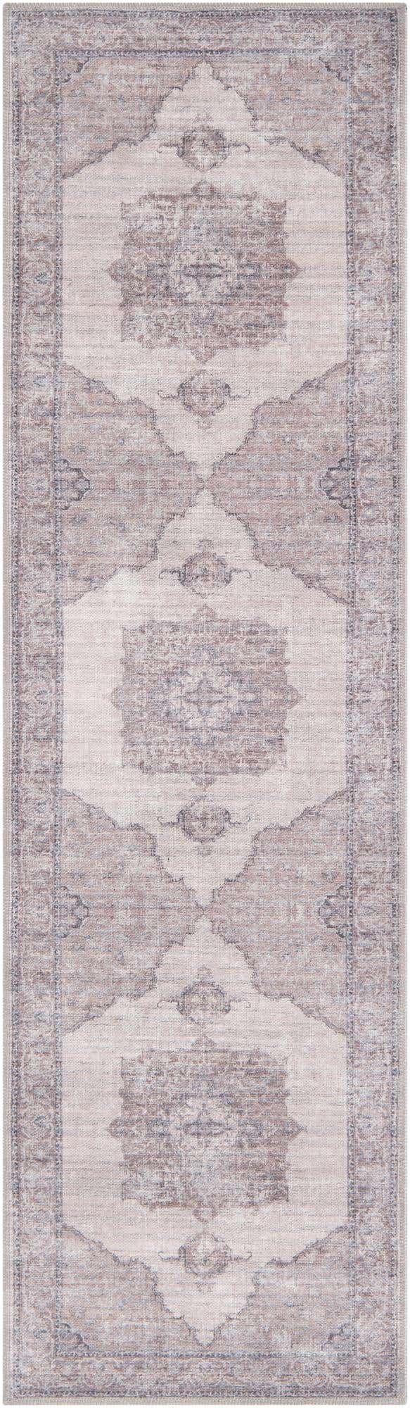 Washable Ivory and Gray 2' x 7' 1 Mangata Runner Area Rug Easy to Clean Stain Resistant & Durable Chenille Traditional Vintage Distressed Carpet for Sale at Rug Engine